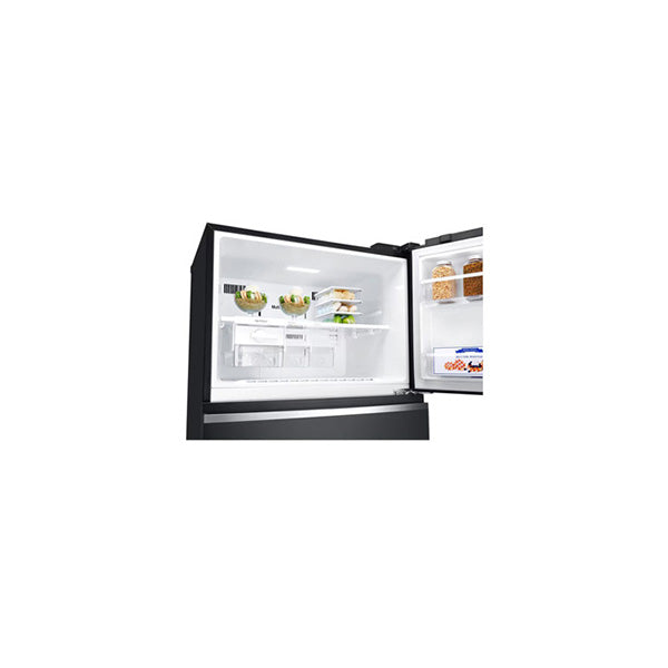 Top Mount Refrigerator - LG Black Glass Fridge With LinearCooling Technology