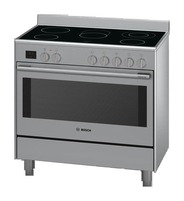 Bosch Electric Range Cooker 90cm | 5 Zone Stainless Steel Oven With Rotary Spit