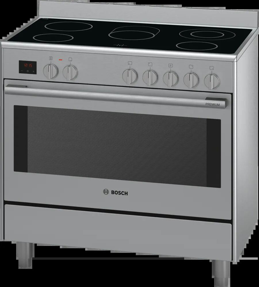 Bosch Electric Range Cooker 90cm | 5 Zone Stainless Steel Oven With Rotary Spit