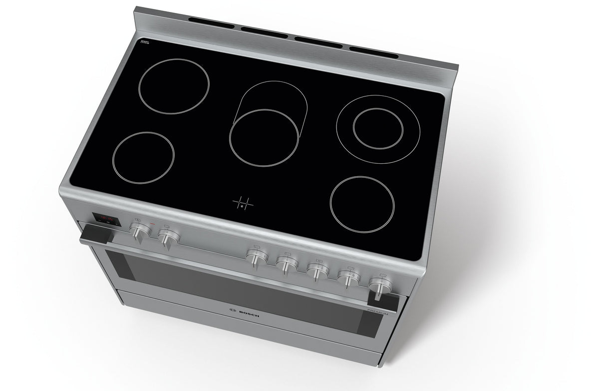 Bosch Electric Range Cooker 90cm | 5 Zone Stainless Steel Oven With Rotary Spit