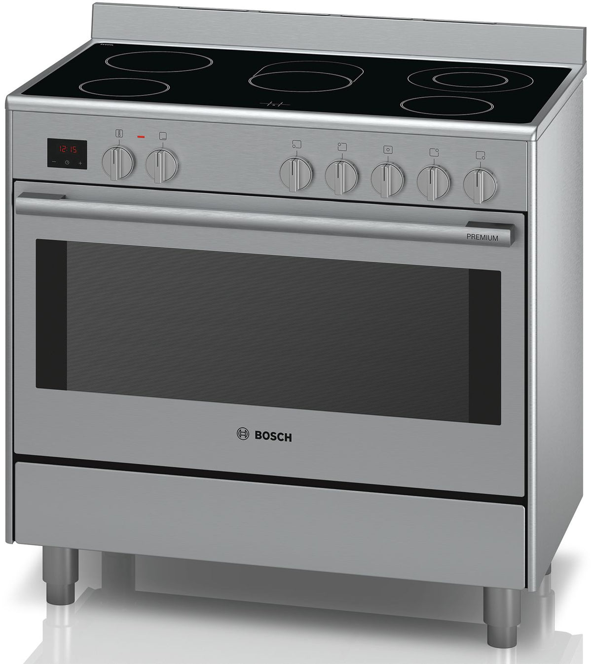 Bosch Electric Range Cooker 90cm | 5 Zone Stainless Steel Oven With Rotary Spit