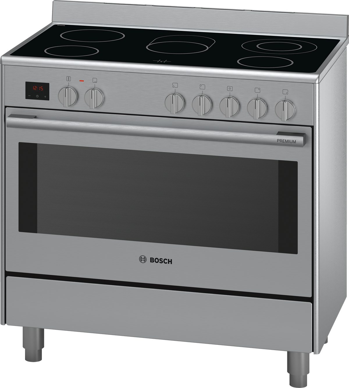 Bosch Electric Range Cooker 90cm | 5 Zone Stainless Steel Oven With Rotary Spit