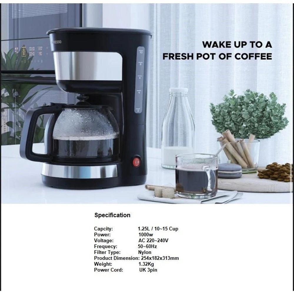 Drip Coffee Maker With Glass Carafe - Large Capacity & Anti Drip System