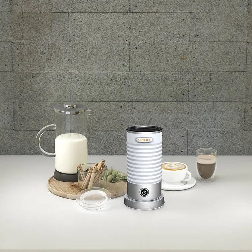Hot Cold Milk Frother - LePresso Electric Milk Steamer With Heater 450W White