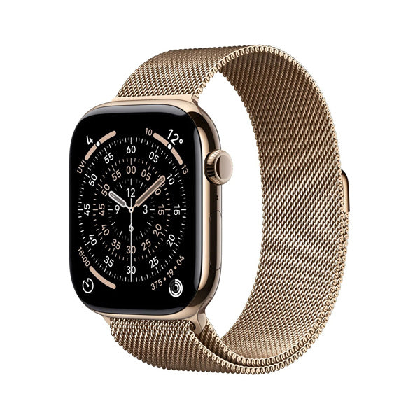 Apple Watch Series 11 GPS+Cellular Titanium ? Milanese Loop (46mm) S/M,Gold / Light Blush