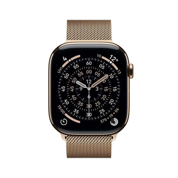 Apple Watch Series 11 GPS+Cellular Titanium ? Milanese Loop (46mm) M/L,Gold / Light Blush