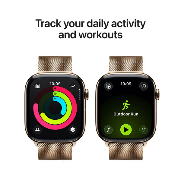 Apple Watch Series 11 GPS+Cellular Titanium ? Milanese Loop (46mm) M/L,Gold / Light Blush