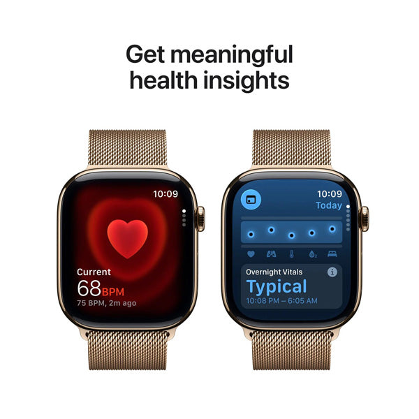 Apple Watch Series 11 GPS+Cellular Titanium ? Milanese Loop (46mm) M/L,Gold / Light Blush