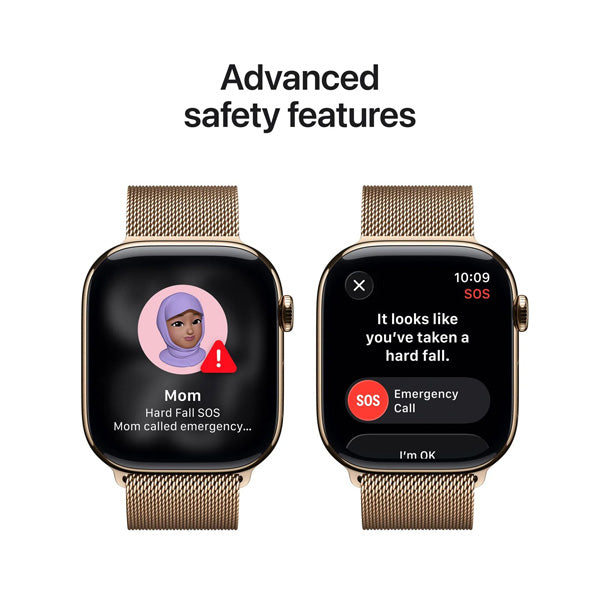 Apple Watch Series 11 GPS+Cellular Titanium ? Milanese Loop (46mm) M/L,Gold / Light Blush