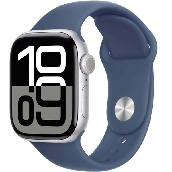 Apple Watch Series 10 GPS Aluminum Sport Band (46mm) S/M,Silver / Denim