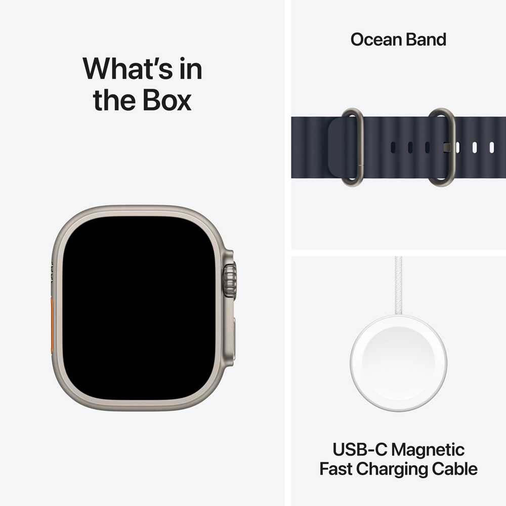 Apple Watch Ultra 2 GPS Sports Watch – Titanium Case, Ocean Band Strap, Water Resistant