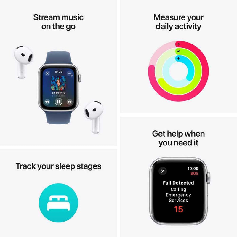 Apple Watch SE (2024) GPS+Cellular Aluminum Sport Band (40mm) M/L,Midnight / Midnight