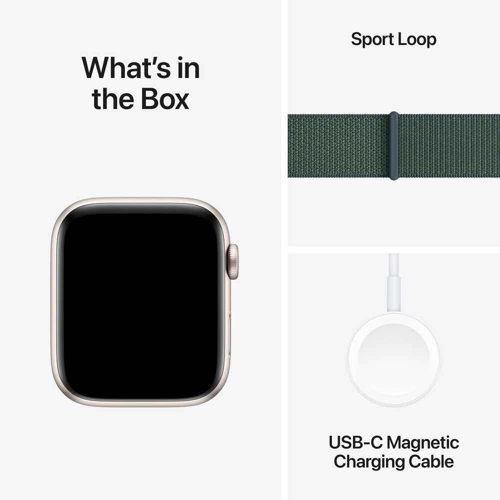 Apple Watch SE GPS Cellular Watch - Swim Proof 40mm Aluminum Case With Sport Loop Band