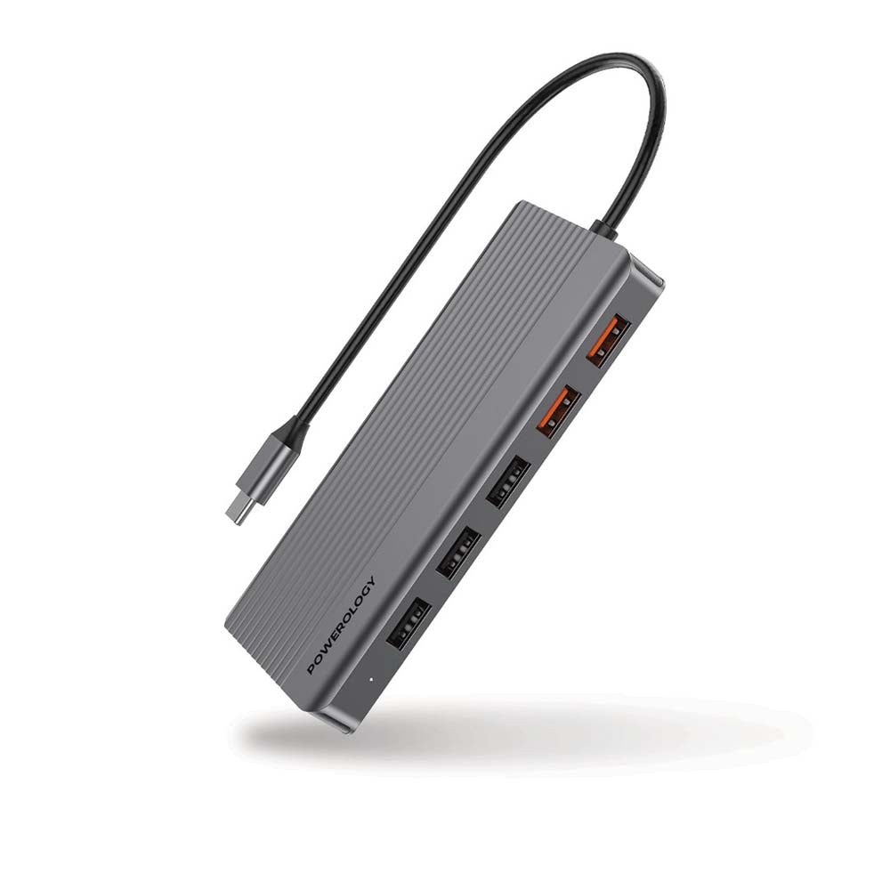 USB-C Hub 12-in-1 Powerology | 4K HDMI & DisplayPort Adapter with Ethernet