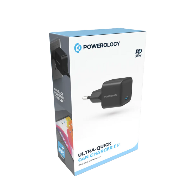 Powerology Ultra-Quick 35W GaN Charger EU - Fast Charging Black