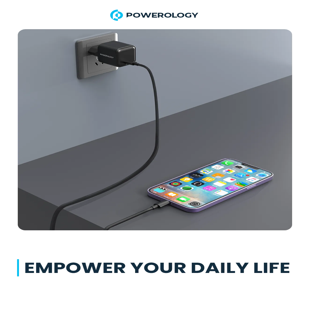 35W GaN Charger - Powerology Fast Charging Adapter for iPad 12.9" | Compact USB-C PD