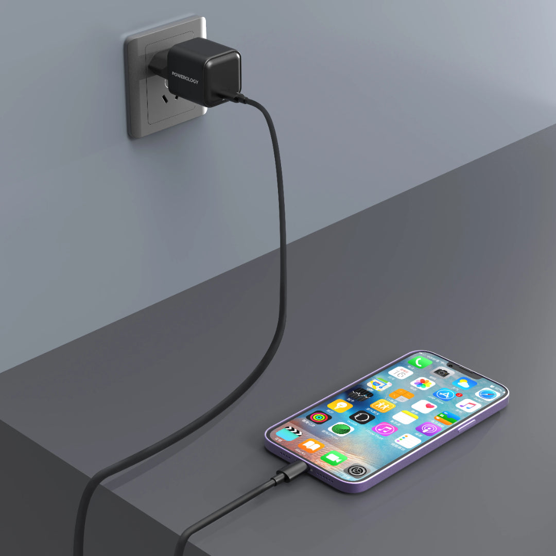 35W GaN Charger - Powerology Fast Charging Adapter for iPad 12.9" | Compact USB-C PD