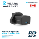 Powerology Ultra-Quick GaN Charger UK - 35W Fast Charging Black