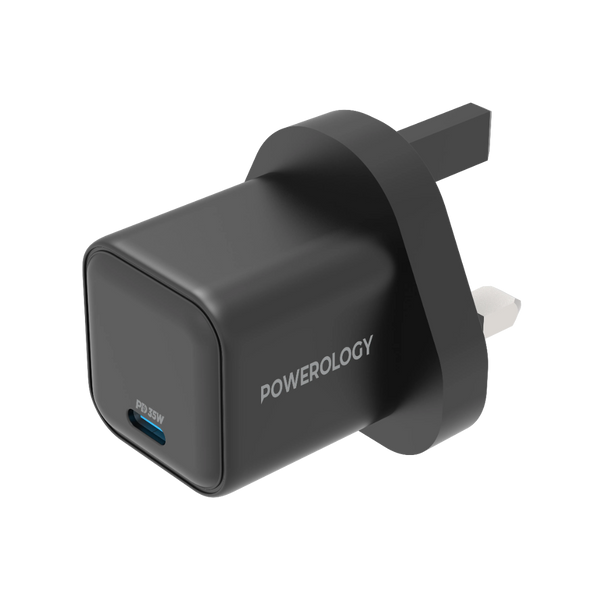 Powerology Ultra-Quick GaN Charger UK - 35W Fast Charging Black