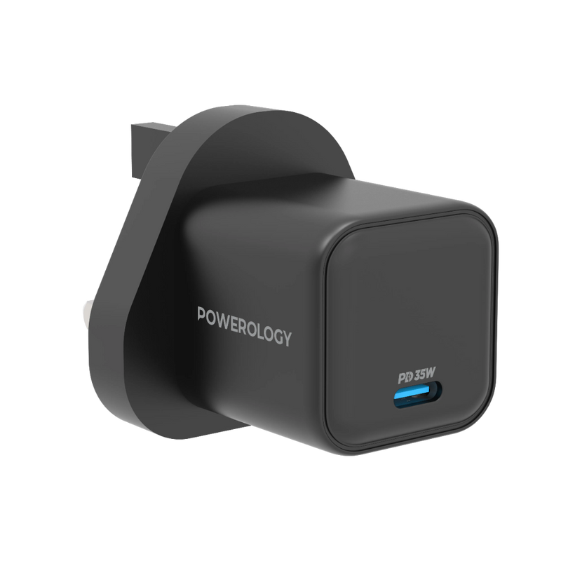 Powerology Ultra-Quick GaN Charger UK - 35W Fast Charging Black