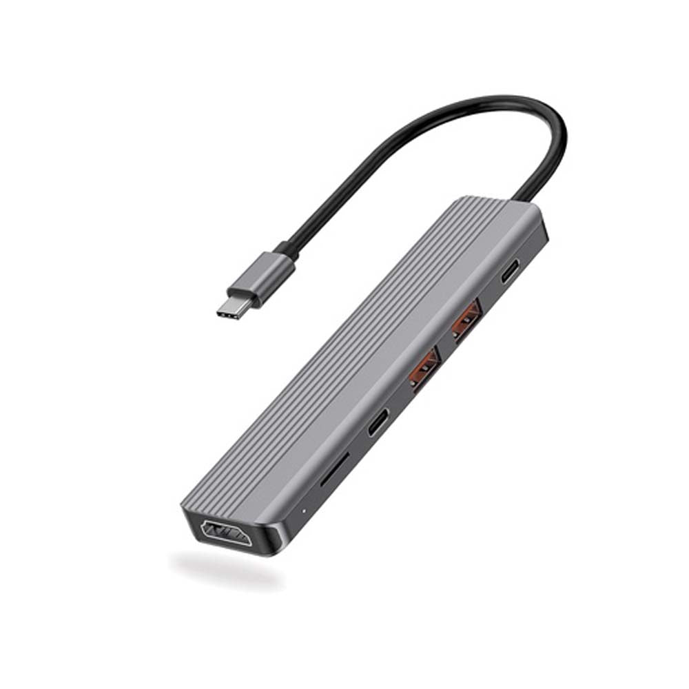 USB-C Hub Powerology 6in1 Slim 4K HDMI Adapter with USB 3.2 Data Transfer