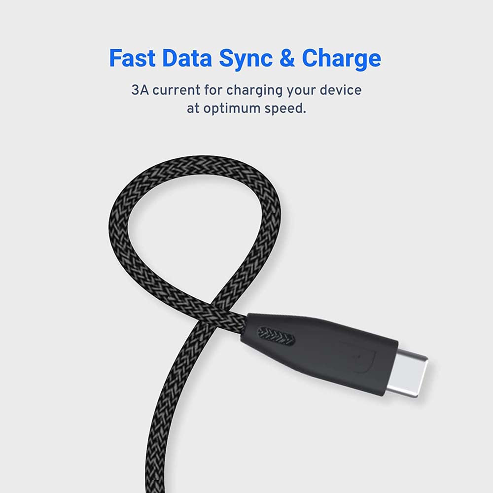 Braided USB-C Cable – Powerology 2 Meter Durable Nylon Charging Cord