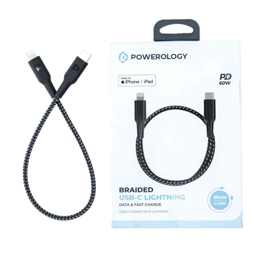 Braided USB-C Lightning Cable - Fast Charging & Data Transfer 30cm MFI Certified