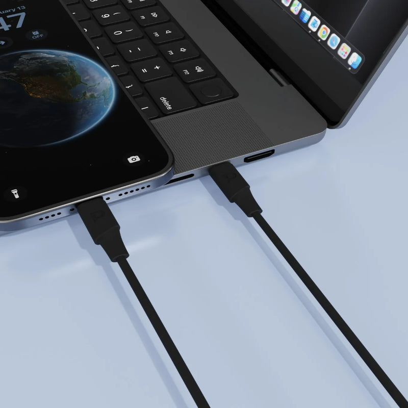 Powerology Power Sync Flex USB-C to Lightning 1.2M Cable Black