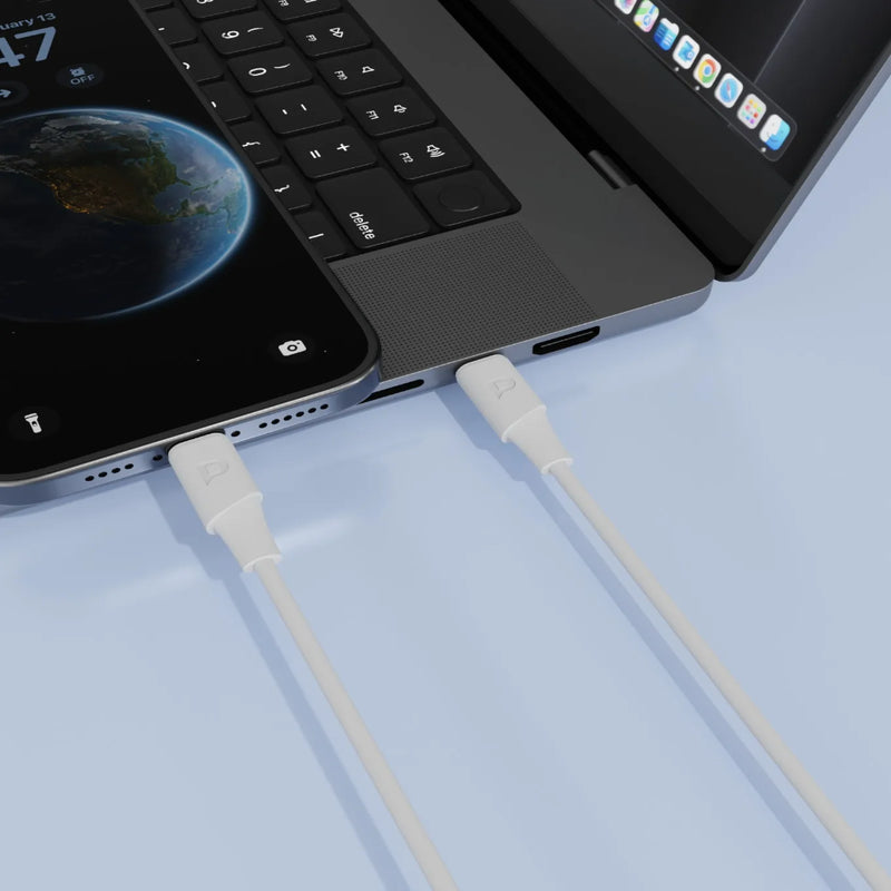 Powerology Power Sync Flex USB-C to Lightning 2M Cable White