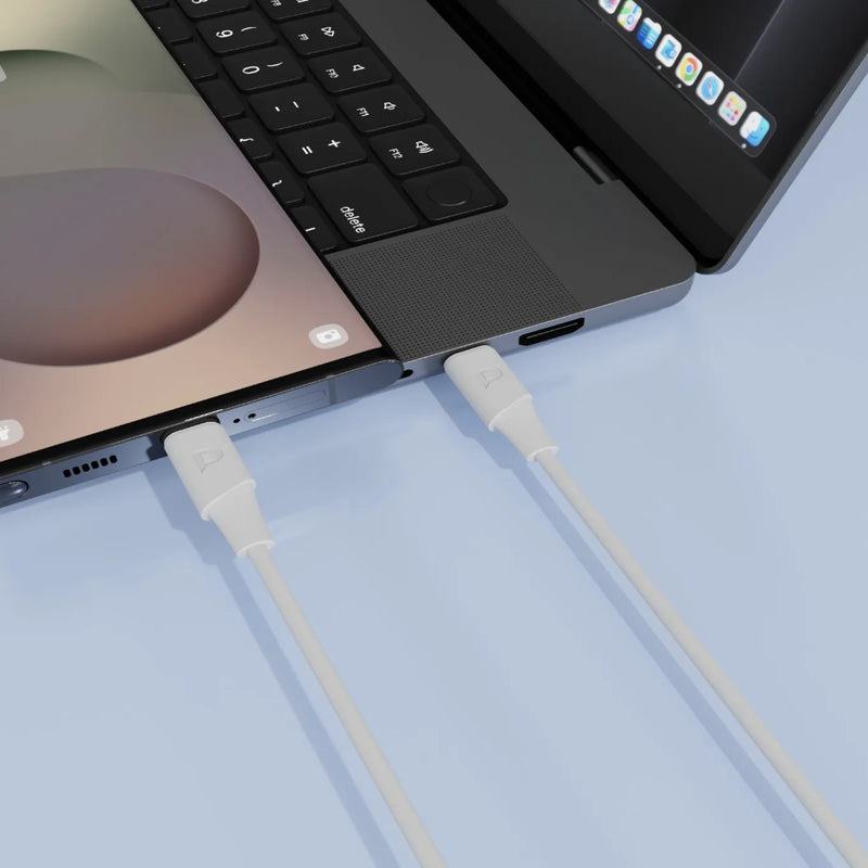 Powerology Power Sync Flex USB-C to USB-C 1.2M Cable PD 60W White