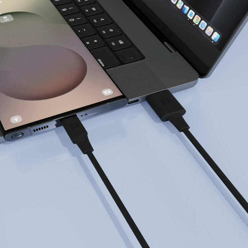 Powerology Power Sync Flex USB-A to USB-C 1.2M Cable PD 20W Black