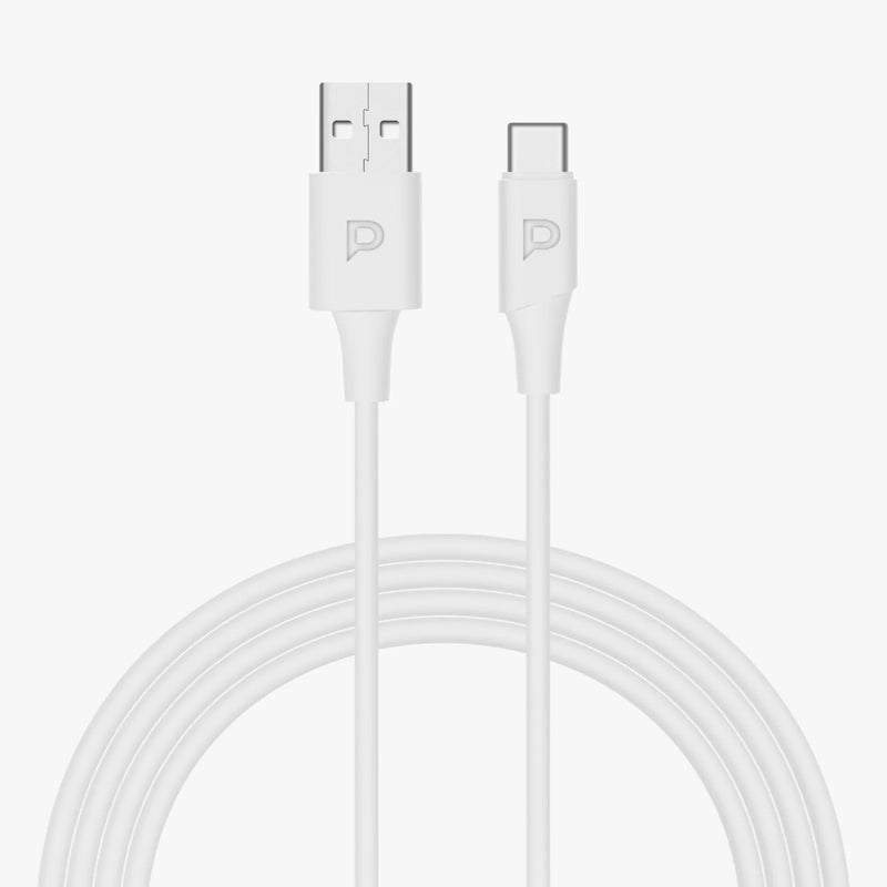 Powerology Power Sync Flex USB-A to USB-C 1.2M Cable PD 20W White