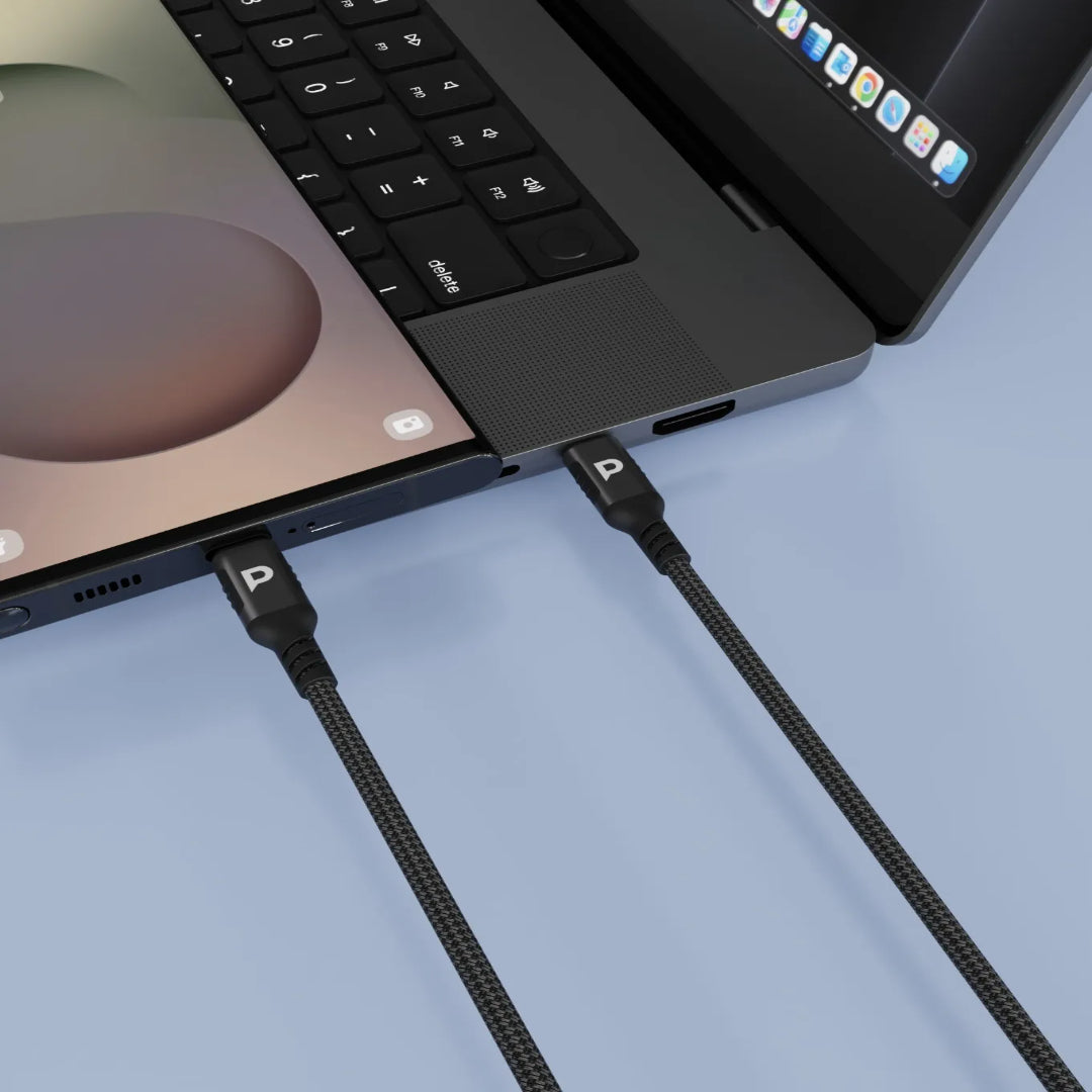 USB-C PD 60W Cable - Powerology Power Sync Braided Nylon Fast Charging Cord 1.2M