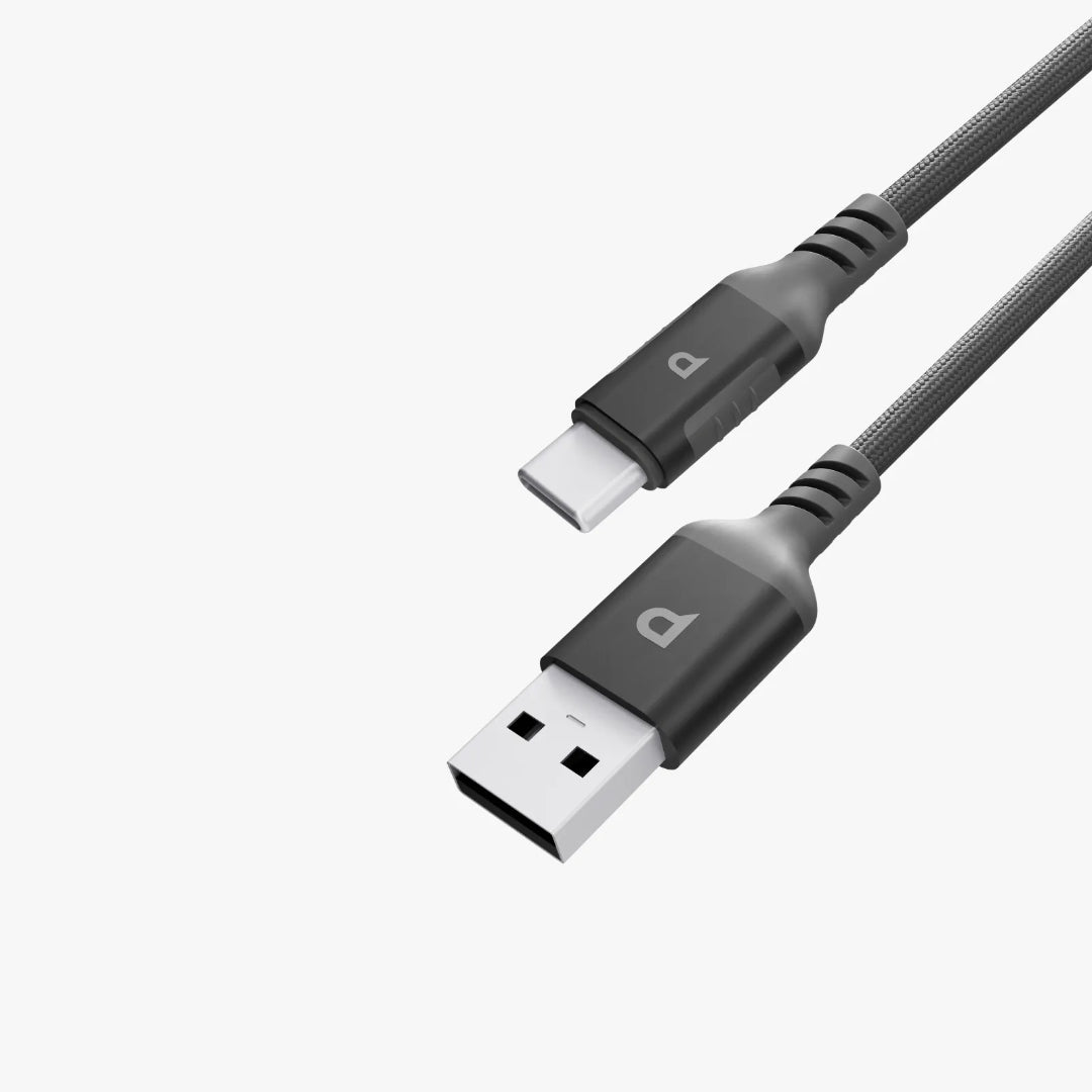 USB-A to USB-C Cable - Powerology 1.2 Meter Braided Nylon Fast Charging Cord 20W PD