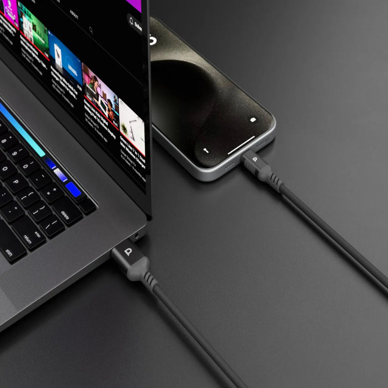 Powerology Power Sync Weave USB-A to USB-C 2M Cable Gray