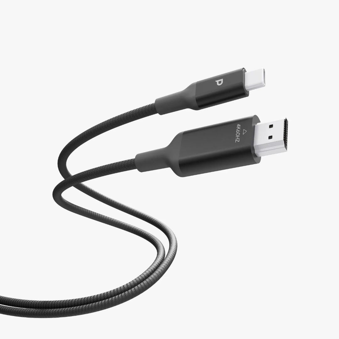 USB-C to HDMI Cable Powerology Power Sync Flex 4K 2M Durable Braided Nylon
