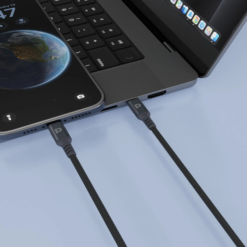 Powerology Power Sync Weave USB-C to Lightning 30W Cable Gray