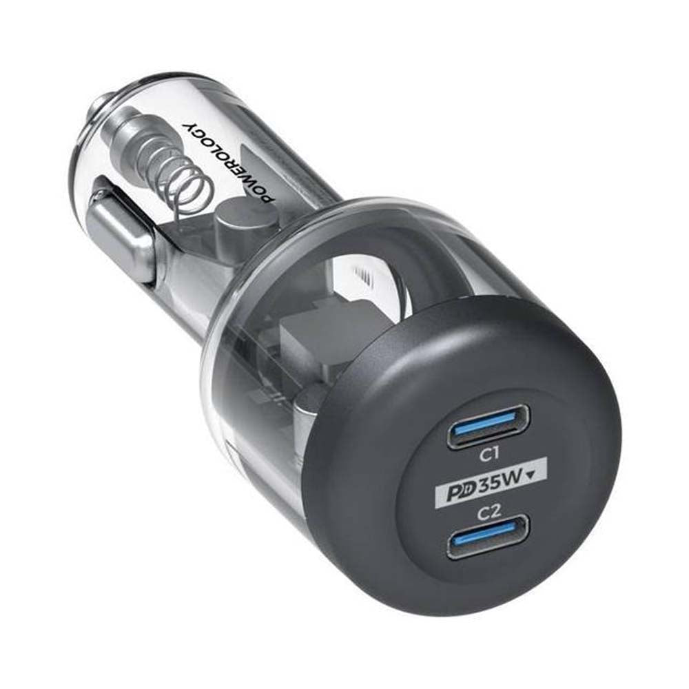 Car Charger Powerology Ultra-Quick 35W Dual USB-C Fast Charging Adapter