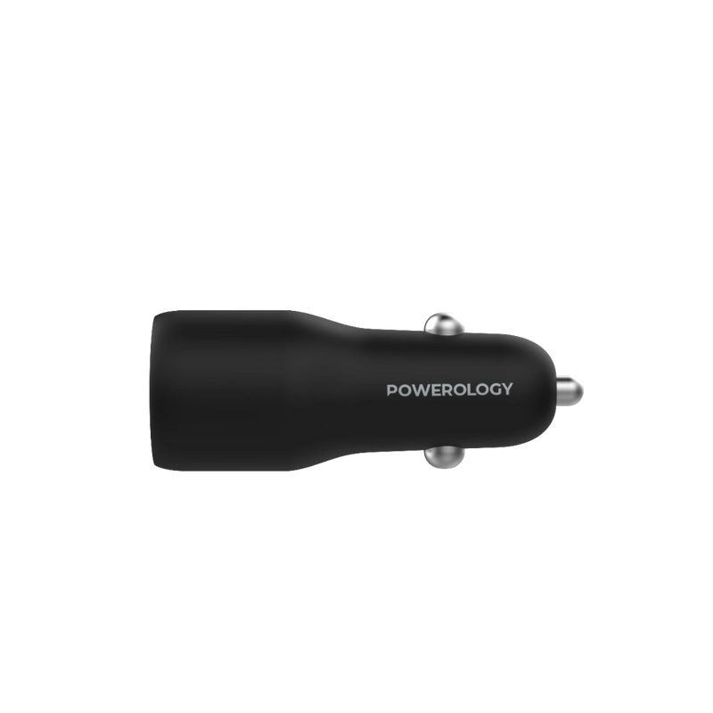 Powerology Dual Port Car Charger - Fast Charging 53W Black