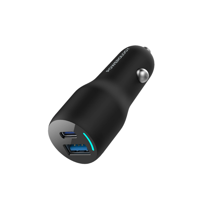 Powerology Dual Port Car Charger - Fast Charging 53W Black