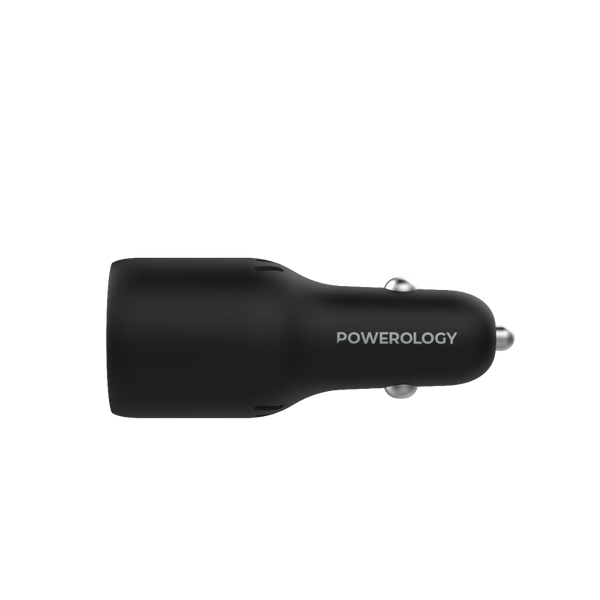 Powerology Dual Port Car Charger - 83W Fast Charging Black