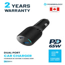 Powerology Dual Port Car Charger - 83W Fast Charging Black