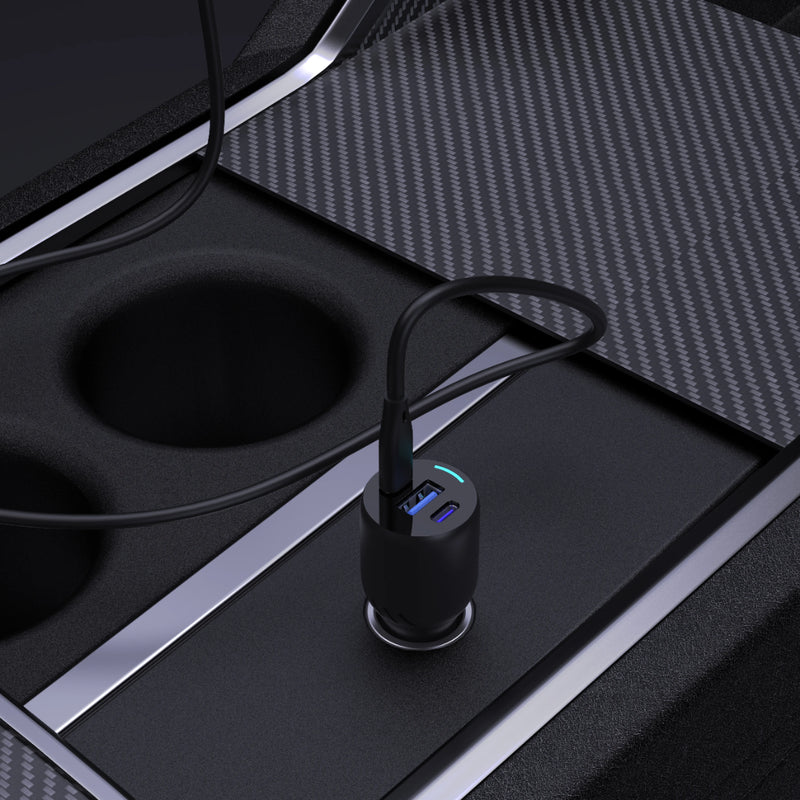 Powerology Triple Ports Car Charger - 85W Fast Charging Black