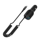 Powerology Triple Ports Car Charger with Type-C Cable Black