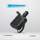 Powerology Type-C Retractable Car Charger - 70W Fast Charge Black