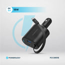 Powerology Type-C Retractable Car Charger - 70W Fast Charge Black