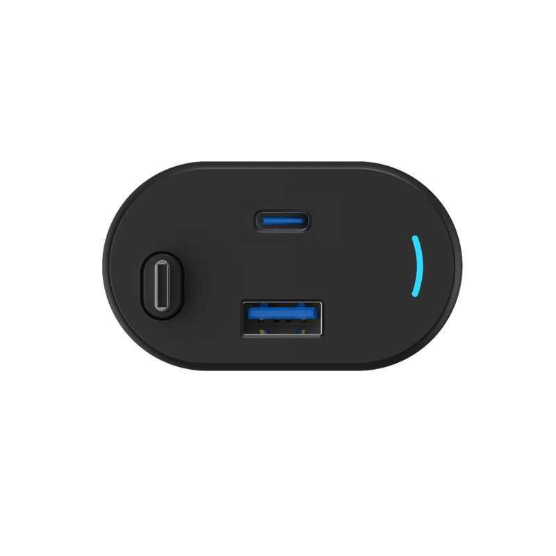 Powerology Type-C Retractable Car Charger - 70W Fast Charge Black