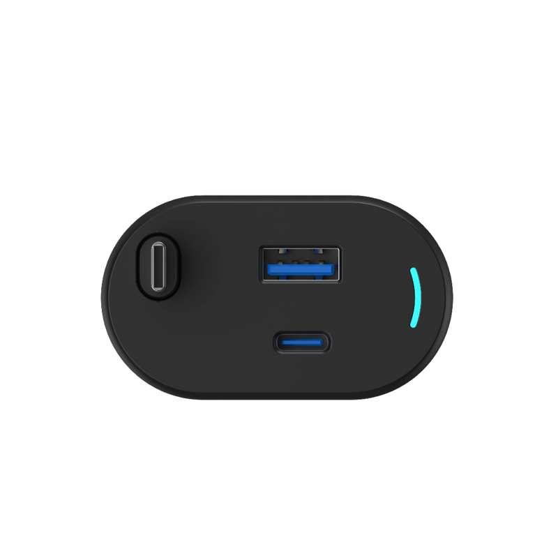 Powerology Type-C Retractable Car Charger - 70W Fast Charge Black