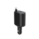 Powerology Type-C Retractable Car Charger - 70W Fast Charge Black