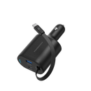 Powerology Type-C Retractable Car Charger - 115W Fast Charge Black